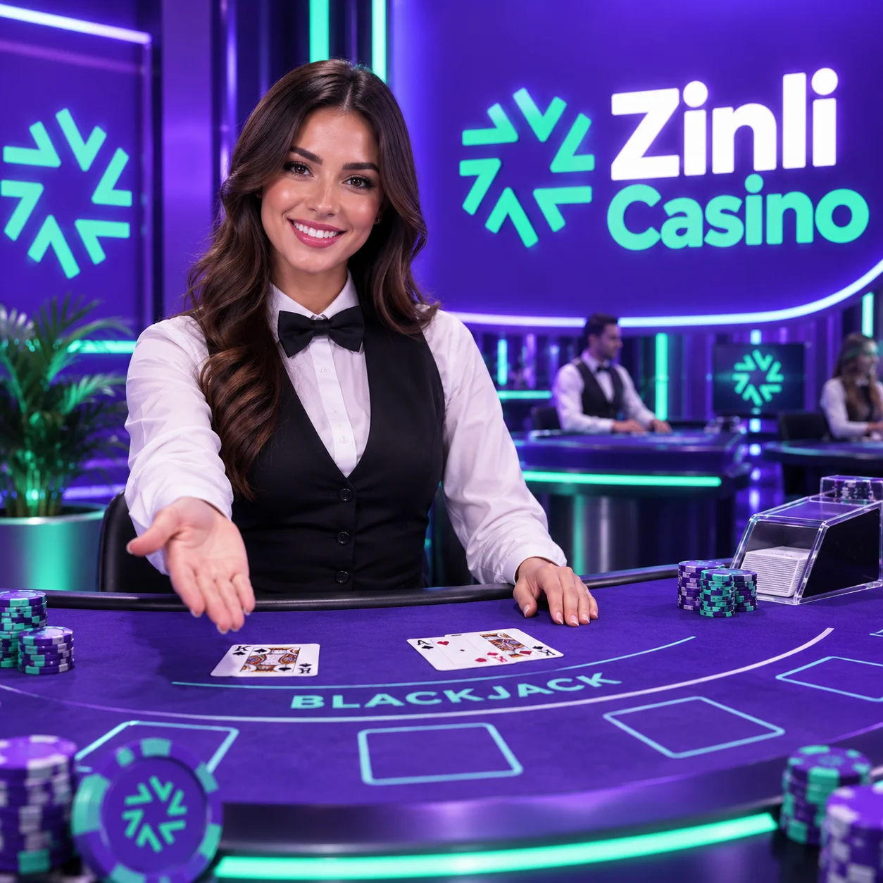 Mesa de casino en vivo de Zinli Casino con crupier en español
